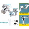 thumbnail image 2 of Paquete de 2 extensores de grifo giratorios de 1080 grados, rotación de 1080 grados, filtro de salpicaduras universal para cocina, baño, extensor de grifo de modo dual, cromado, 2 of 5