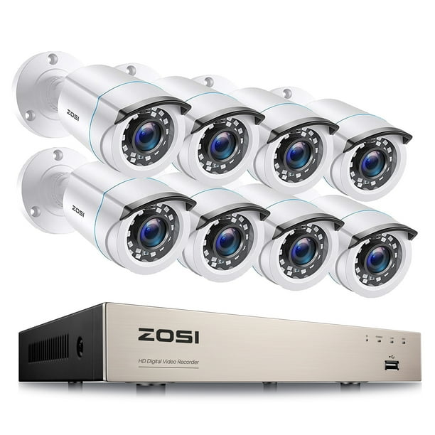 ZOSI 8CH Full 1080p HD Hybrid Security DVR Recorder with 8 2MP Weatherproof 100ft Night Vision