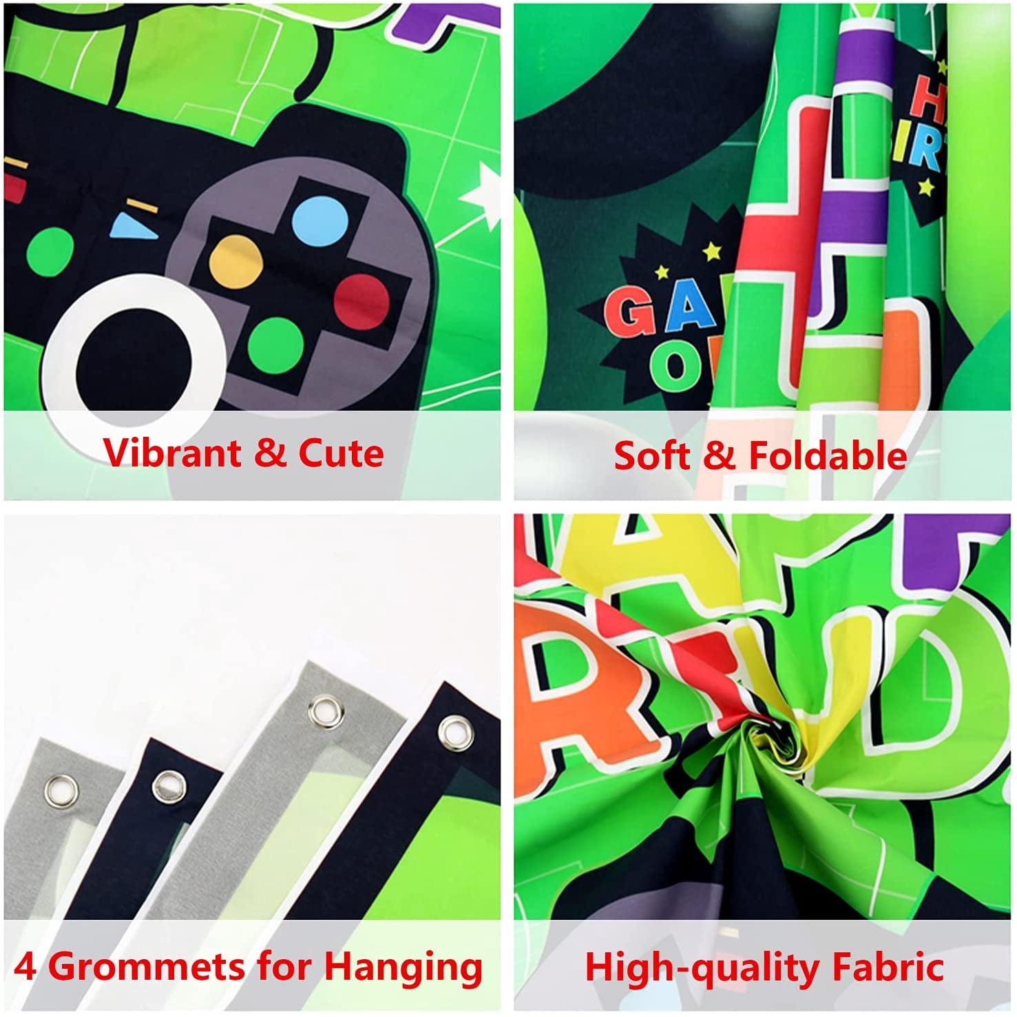 Hegbolke Video Game Happy Birthday Party Decoration Kits, Green, 82 Count