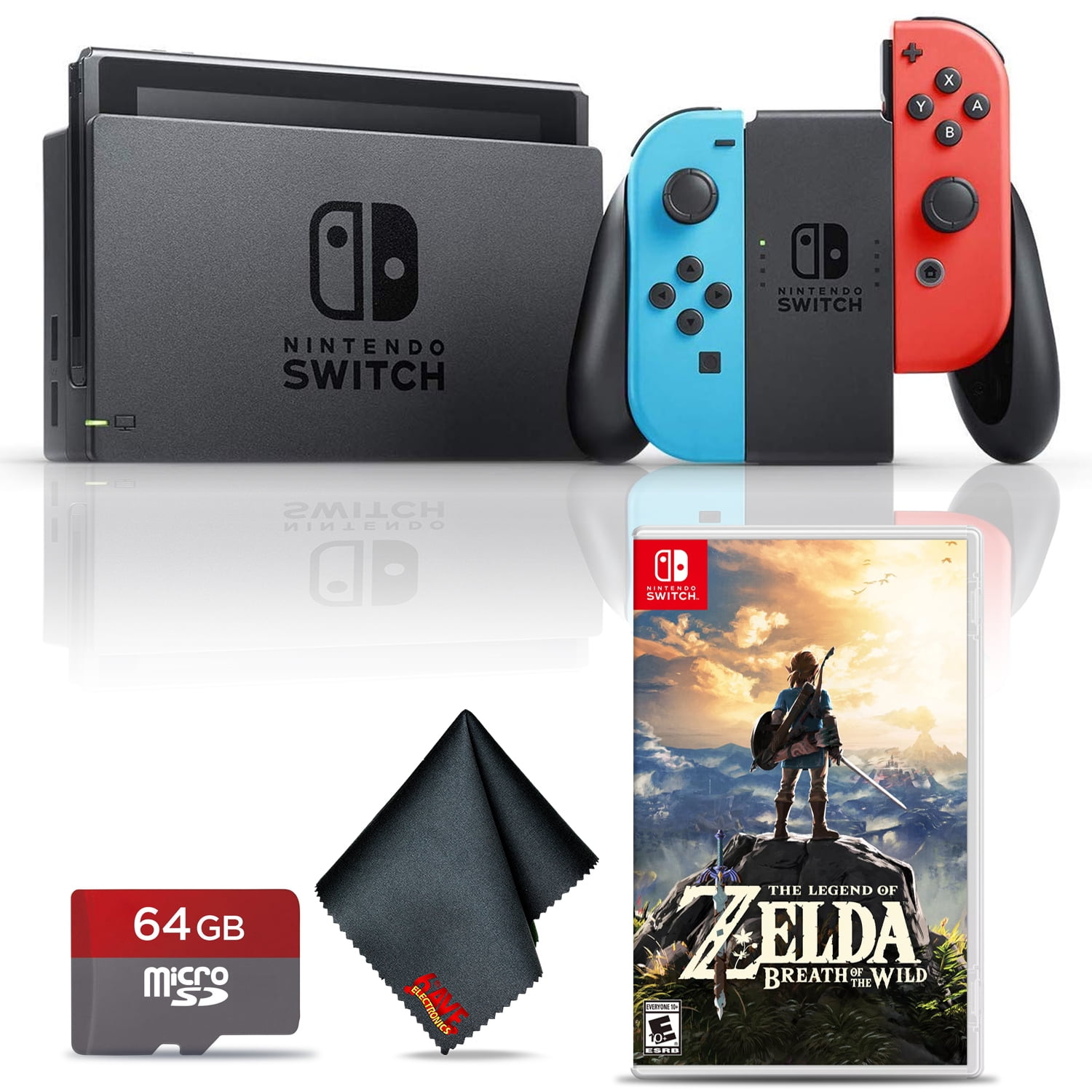 Nintendo Switch (Neon Blue/Red) with Zelda: Breath of the Wild and