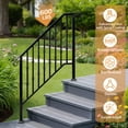 thumbnail image 6 of UBesGoo 3 or 4 Steps Handrail for Outdoors& Indoors, Matte Black, Galvanized Iron Handrail, 600lbs Weight Capacity, 6 of 13