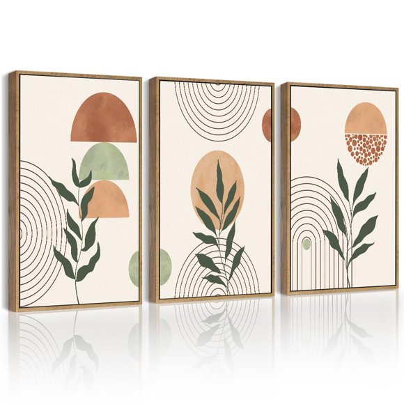 Arte de pared PHOPAGO estilo boho con planta salvia, 28 x 36 cm, set enmarcado
