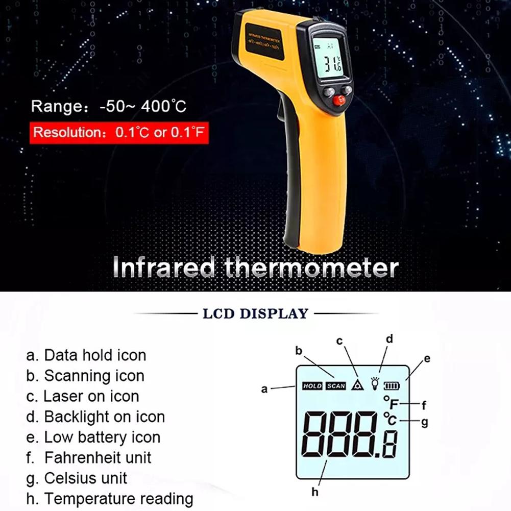 Digital Infrared Thermometer Non-Contact Pyrometer Thermometer Temperature A3S2 - image 4 of 8
