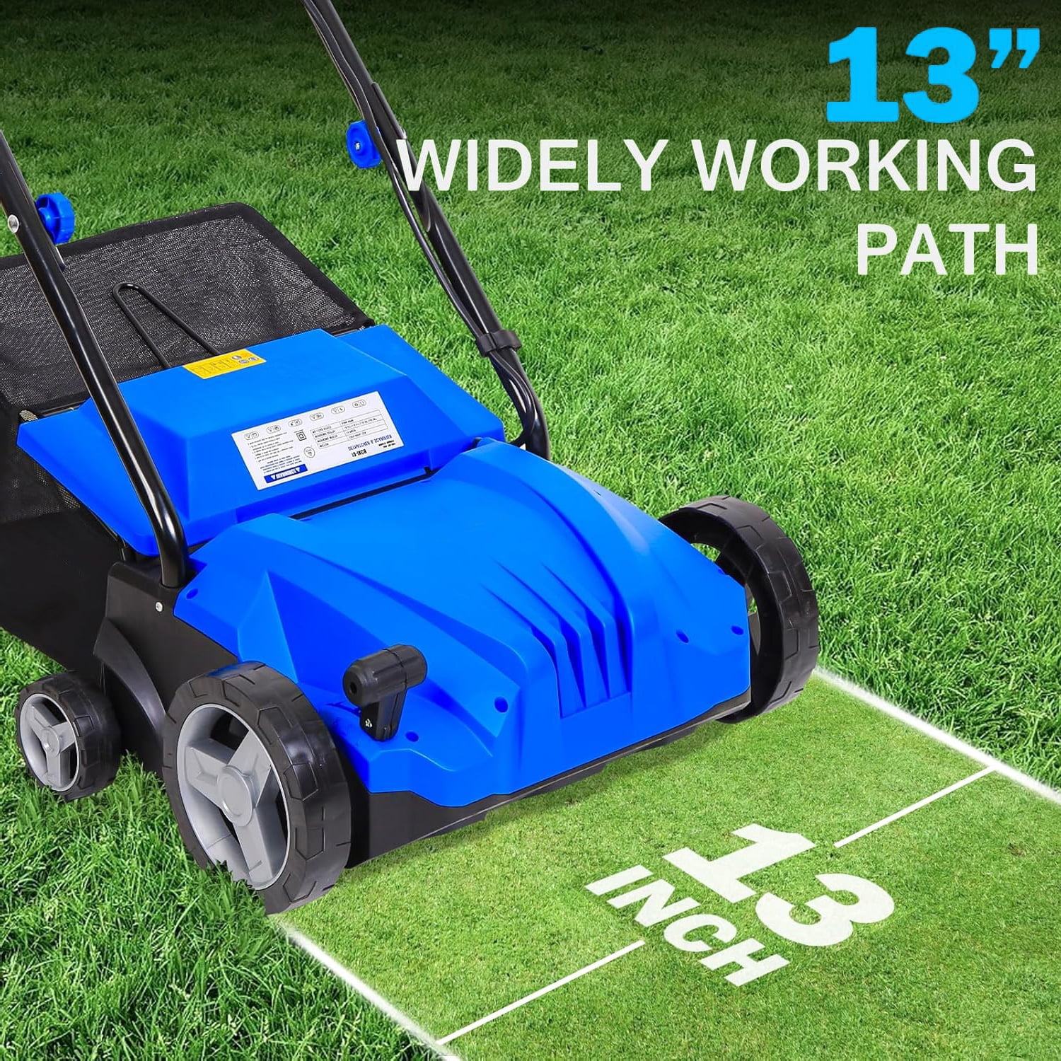 ANLIBATT Dethatcher 2in1 13" Corded Electric Scarifier 12-Amp 4-Position Adjustment Removable 8-Gallon Collection Bag Lawn Grass Yard Thatching Rake