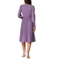thumbnail image 3 of VESTIDOS V DE CUELLO INSPIRADORES CHIC PARA MUJERES, CON MANGAS PUFF PLISADAS, ELEGANTE Y CASUAL, MIDI, COLOR PÚRPURA GRIS, 3 of 6
