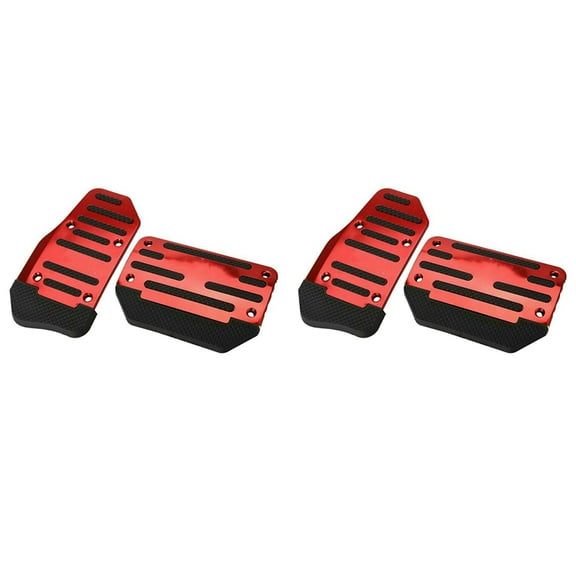 2X Universal Red Gas Accelerator Pedal and Brake Pedal Cover Foot Pad Non-Slip for Automatic Transmission Car