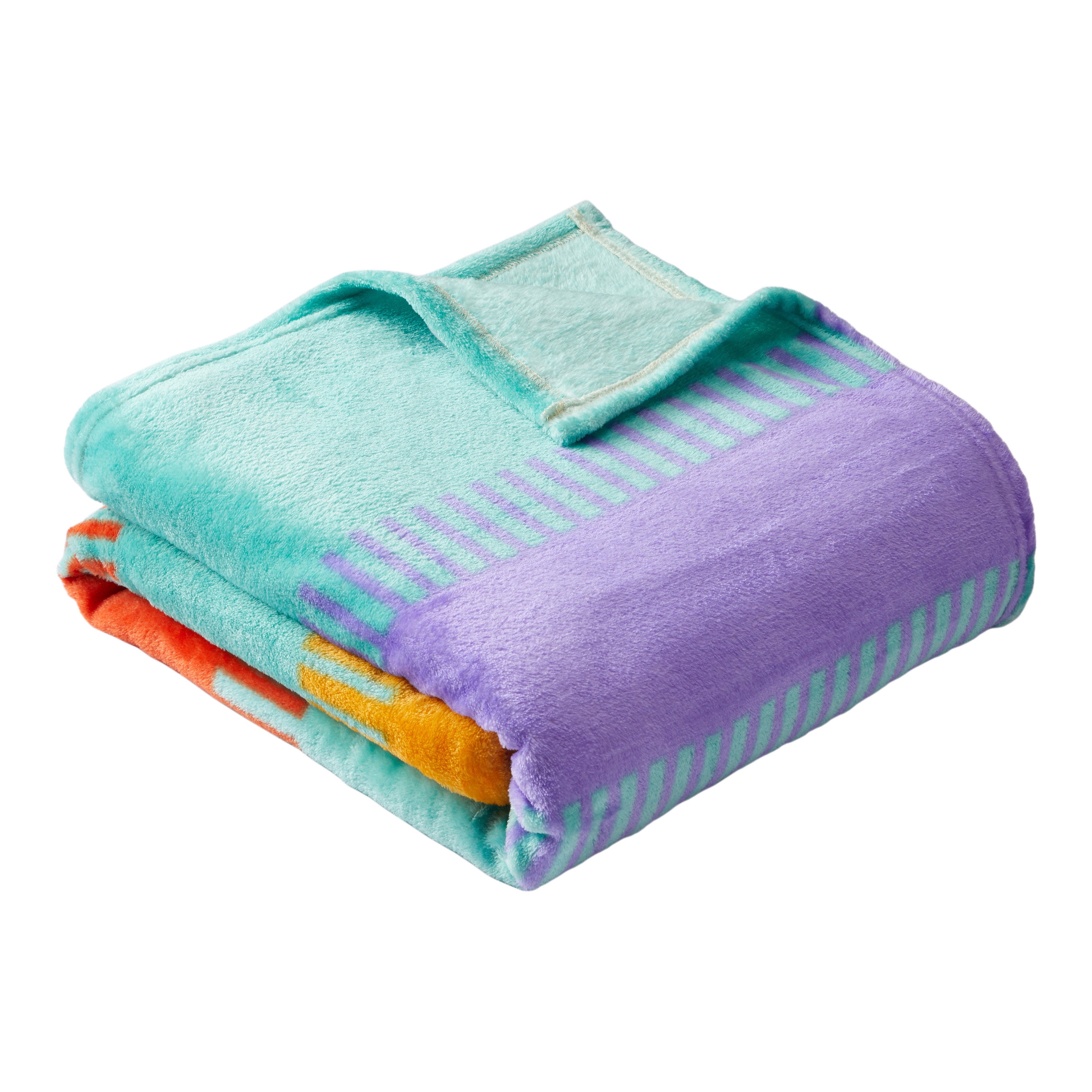 Garfield Kids Teal Blue Orange Print Fleece Bed Blanket, Twin/Full