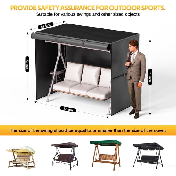 Outdoor Swing Cover 3 Seater 600D Hammock Cover Waterproof Heavy Duty Garden Hammock Glider Chair Cover  Furniture Covers Garden Swing Canopy Covers All Weather Protection With Zipper