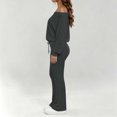 thumbnail image 6 of Ladies' Off Shoulder One Neck Long Sleeved Wide Leg Pants Set With Drawstring High Waist for Slimming, Casual Sports Two-Piece Set Dark Gray M, 6 of 7