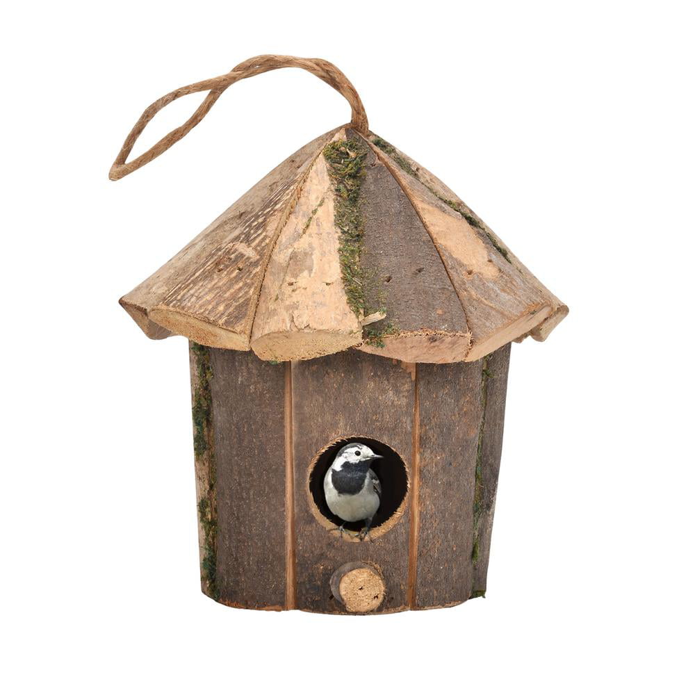 Deluxe Wooden Nesting Wild Bird Box With Waterproof Aluminium Roof Hanging Loop 