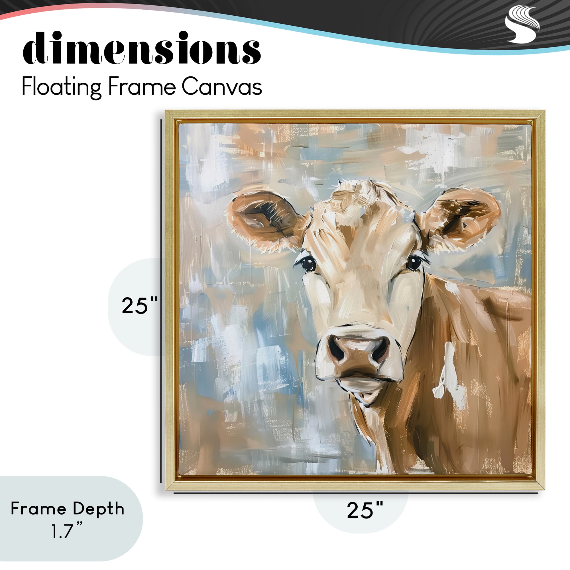 Stupell Industries The Brown Cow Abstract Gold Framed Floater Canvas Wall Art, design by Tina LeCour