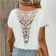 thumbnail image 5 of Camisetas de Mujer Casual, Cuello Redondo con Encaje de Manga Corta para la Oficina, la Fiesta Y el Uso Diario, 5 of 7