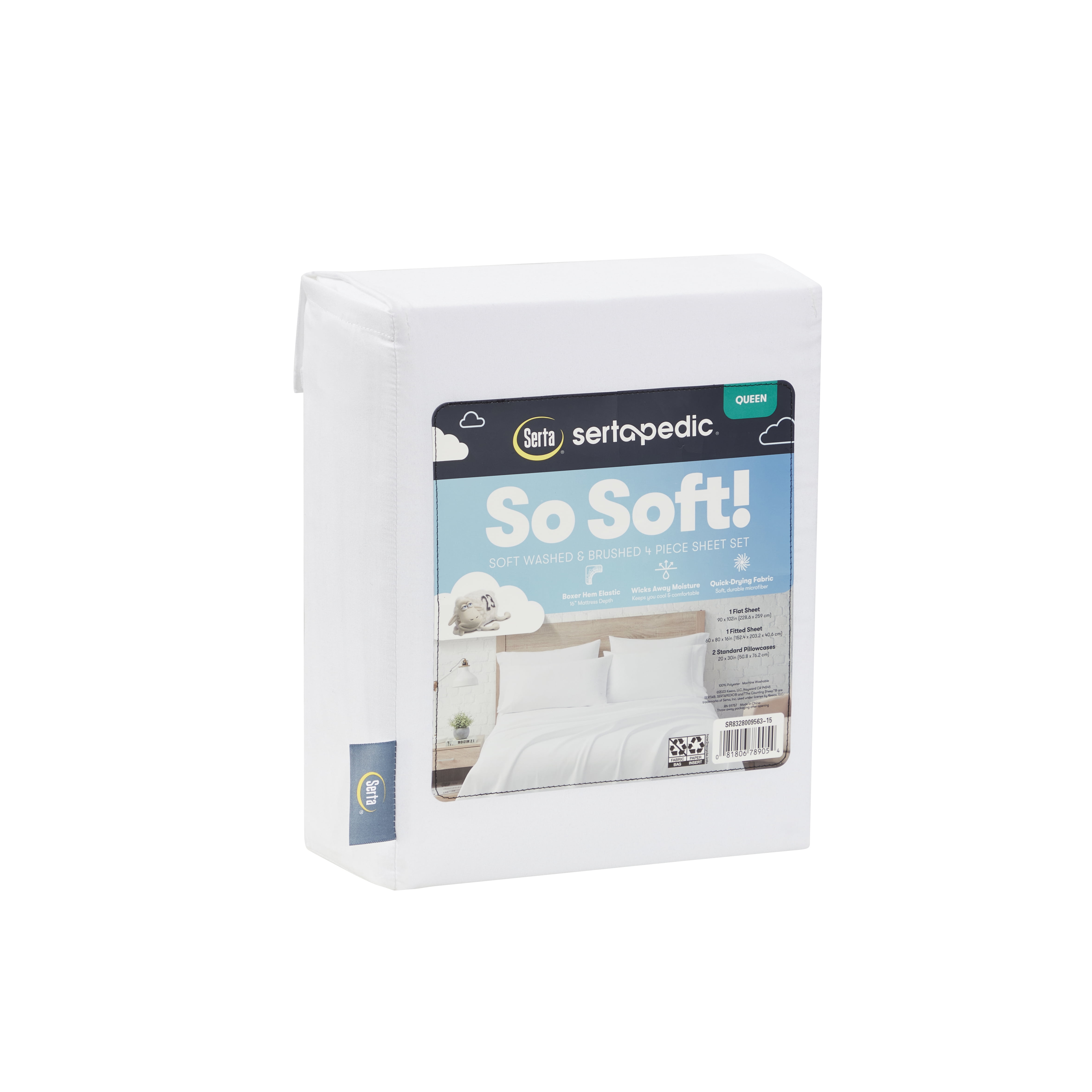 Serta So Soft 4-Piece White Sheet Set, Full