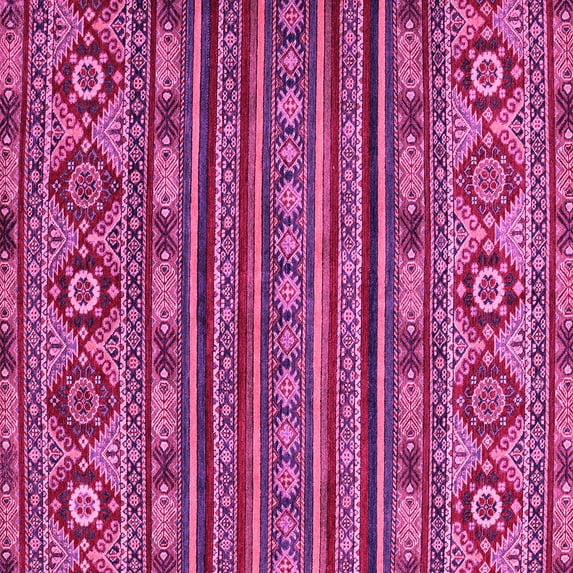 Ahgly Company Indoor Square Abstract Pink Modern Area Rugs, 6' Square