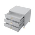 thumbnail image 4 of Sunniva Light Grey Side Table - 3 Drawers, High Gloss Finish, Acrylic Knob and Acrylic Leg with Gold Tip, 4 of 10