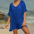 thumbnail image 4 of QIPOPIQ Robes de Plage pour Femmes Manches Courtes Col en V Couverture de Bikini d'Été Robe à Lacets Offres 2023, 4 of 5