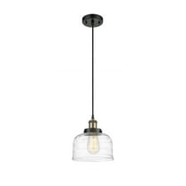 916-1P-BAB-G713-Innovations Lighting-Bell - 1 Light Cord Hung Mini Pendant In Industrial Style-10 Inches Tall and 8 Inches Wide-Black Antique Brass