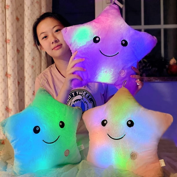 Purple star pillows 40 35cm 3D decorative pillows plush pillows for children soft star LED pillows plush pillows for children super soft pillows