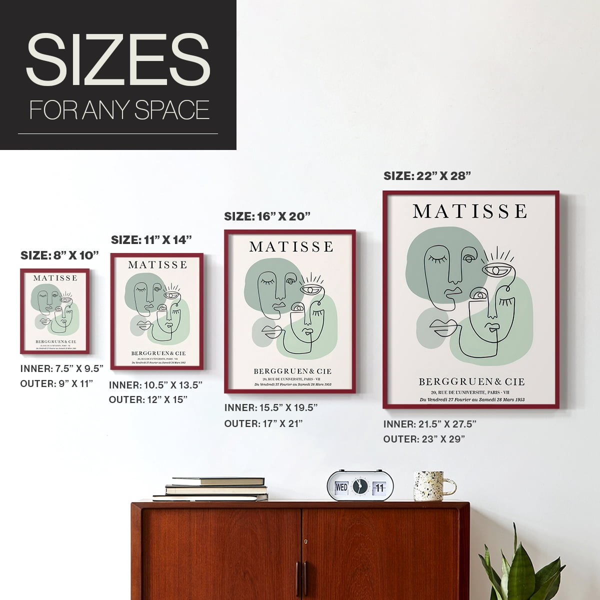 Matisse CLXXIX Framed Print in Red Solid Wood 8 x 10 Framed Print