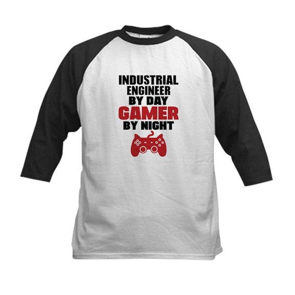 CafePress - INDUSTRIAL ENGINEER BY DAY GAMER BY NIGHT Baseball - Kids Cotton Baseball Jersey, 3/4 Sleeve Shirt