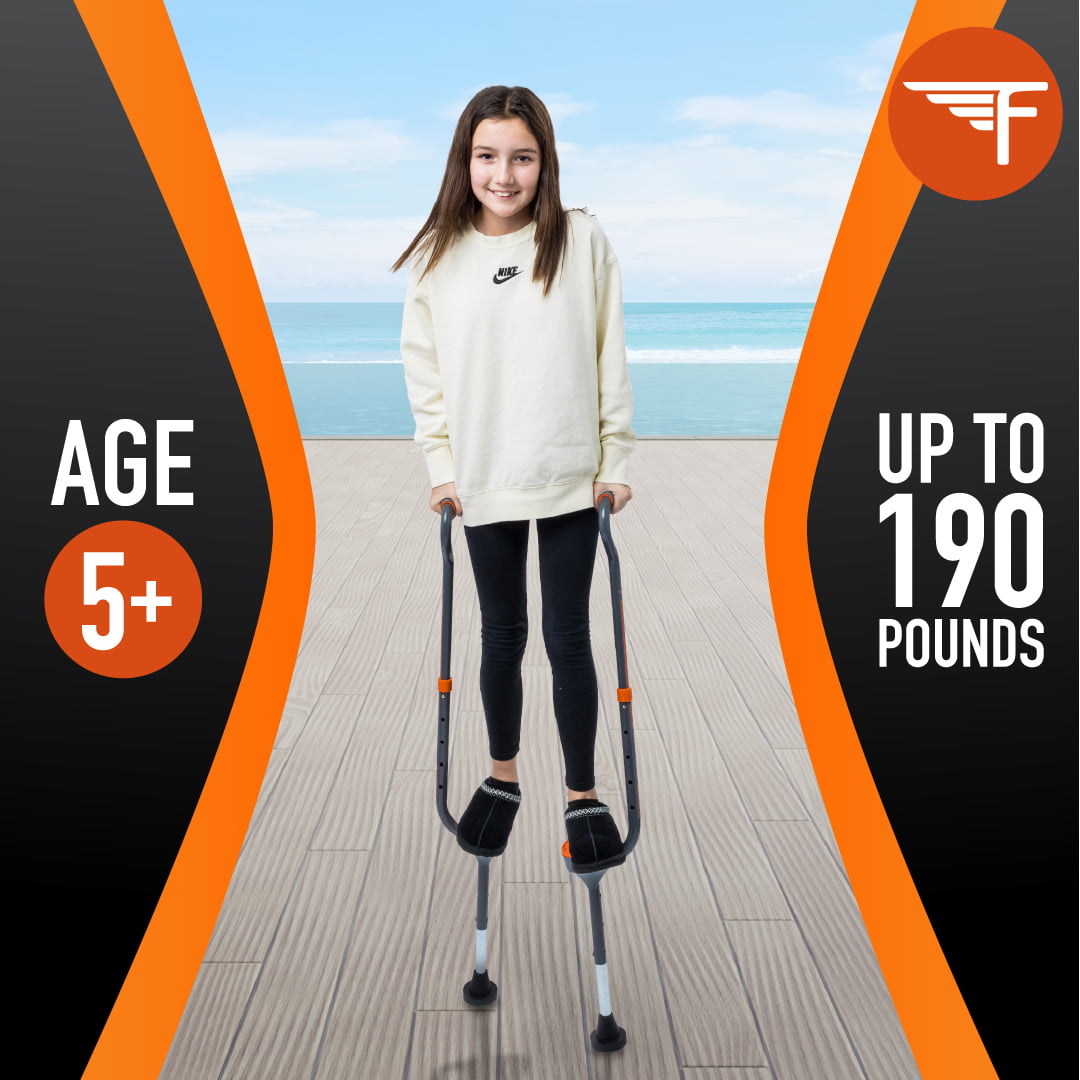 Flybar Maverick Walking Stilts For Kids (Small) – Adjustable Height – For  Ages 5 & Up, Up to 190 Pounds GREY 