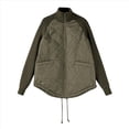 thumbnail image 2 of Chaqueta de Invierno para Mujer, Cálida, de Punto, con Retazos, Acolchada, Informal, de Cuello Alto, Larga y Cremallera Verde S, 2 of 7