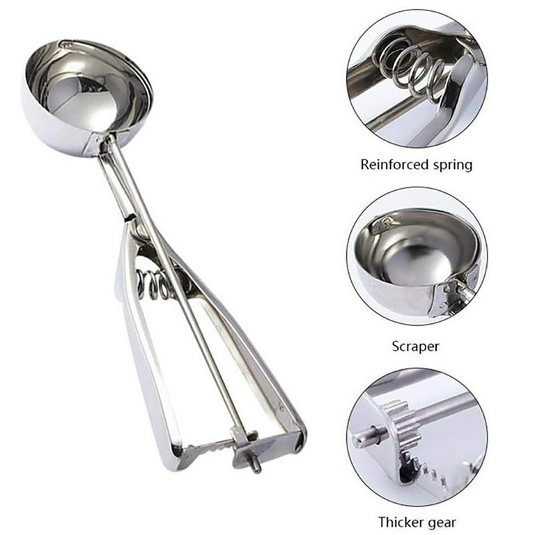 Stainless Steel Ice Cream Scoop Set,Cookie Scoop with trigger 18/8