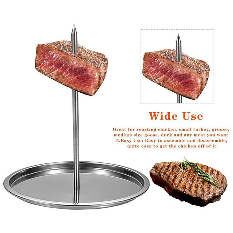 Steel Vertical Skewer Barbecue Spike Poultry Hanger Roasting Meat Spit Skewer Brazilian Spikes BBQ Stand Grilling Rack, Size: 22, Silver