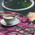 thumbnail image 3 of Ambesonne Tropical Fitted Round Tablecloth, Retro Watercolor Flora Art, 36"- 40" Diameter, Purple Dark Tan and Pink, 3 of 5