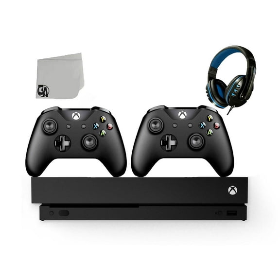 Pre-Owned Microsoft Xbox One X 1TB Gaming Console Black 2 Controller Included BOLT AXTION Bundle
