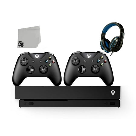 Microsoft Xbox One X 1TB Gaming Console Black 2 Controller Included BOLT AXTION Bundle Refurbished