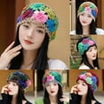 thumbnail image 6 of YooGuoGuo Womens Fashion Cutout Floral Knitted Beanies Caps Handmade Slouchy Crochet Cloche Hats Floppy Stretchy Skull Caps, 6 of 7
