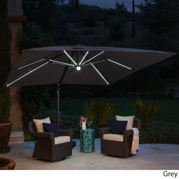 Sonoma Outdoor Canopy With Solar Light Stip And Aluminum Pole With Base Grey Walmart Com Walmart Com