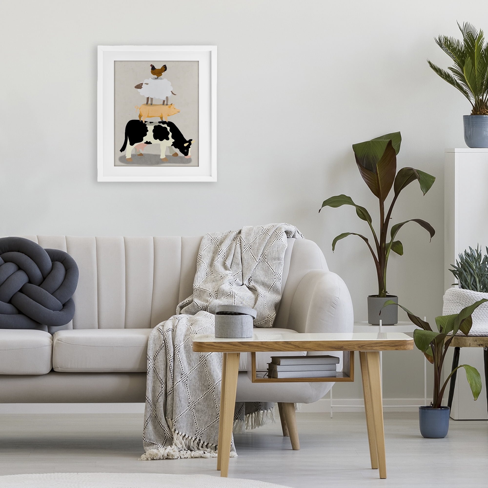 Stupell Industries Farm Stack over Beige White Framed Print Under Glass, design by Marcus Prime