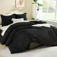 thumbnail image 2 of Oversized King Comforters Black Super King Plus Size, 3 Pieces Lightweight Solid Bedding Comforter Set, All Season Fluffy Bed Set (128x120In Comforter & 2 Pillowcases), 2 of 8