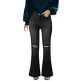 thumbnail image 1 of Gibobby Pantalones deportivos mujer Pantalones de mujer Pantalones de cintura alta Pantalones vintage con agujeros altos Pantalones elásticos ajustados(Negro,CH), 1 of 5