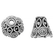 Fine Silver Plated Pewter Spiral Cone Bead Caps 8.5mm (2)