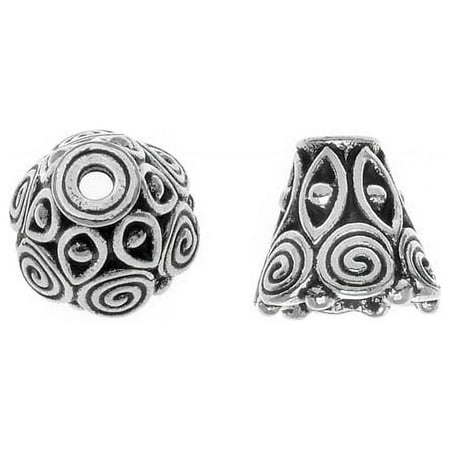 Fine Silver Plated Pewter Spiral Cone Bead Caps 8.5mm (2)