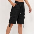 thumbnail image 6 of Dweltoz Cargo Shorts for Women High Waisted Casual Bermuda Shorts with Multi Pockets Summer Lightweight Knee Length Outdoor Short Pants,Black 2XL, 6 of 6