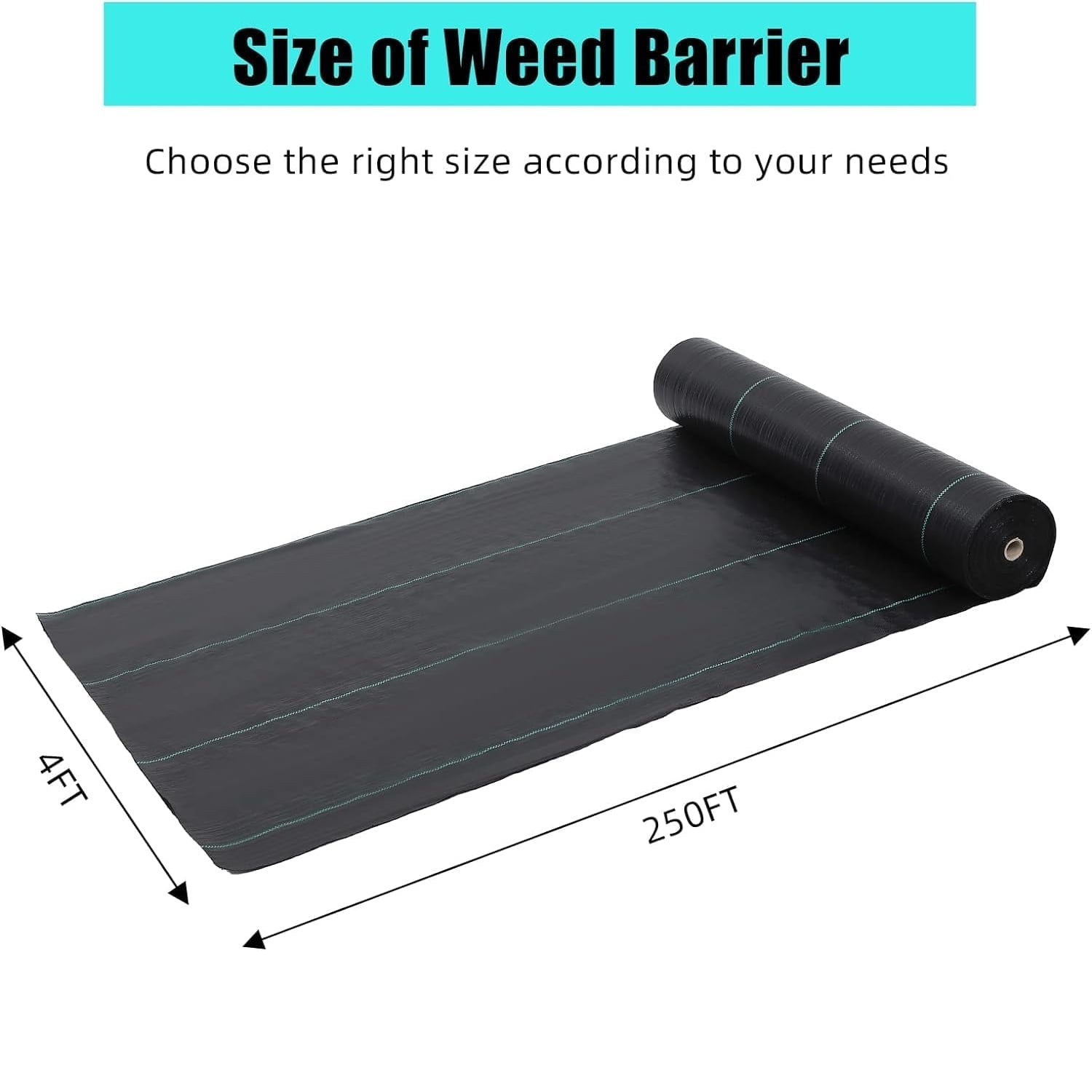 4x250FT Heavy Duty Landscape Fabric,5Oz Premium Weed Barrier,Weed Control Garden Cloth, Woven Geotextile Fabric,for Garden Beds, Underlayment, Commercial Driveway