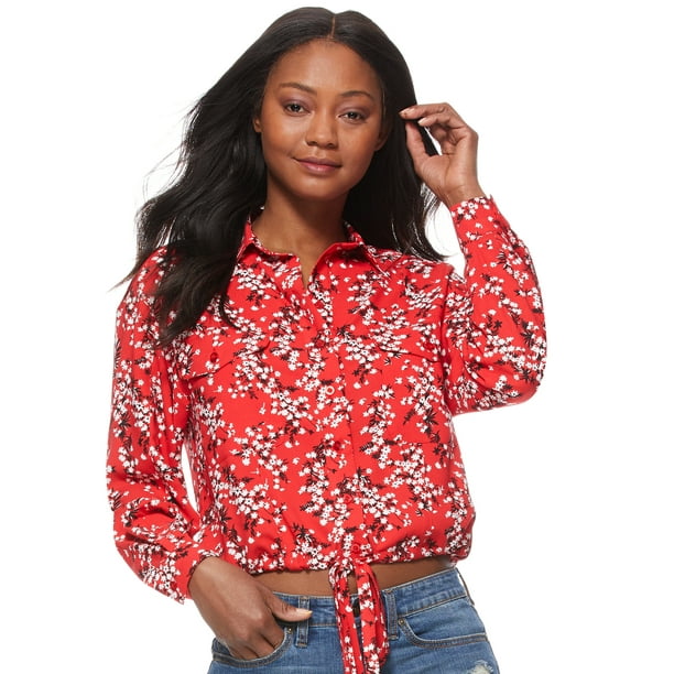 all over figure print button front blouse