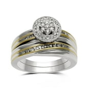 1/5 Carat T.W. Diamond Sterling Silver Gold-Plated Bridal Set