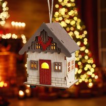 Christmas Cabin Ornaments Christmas Decorations Luminous Wooden Cabin LED Wooden Christmas Cabin Desktop Ornaments