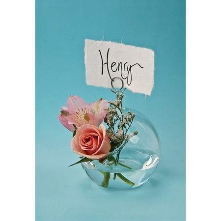 Chandelier Wine Glass Holder Medium Glass Place Card Vase and Candle Holder (3-Inch, Globe and Wire Design) - For Home Decor and Wedding Tabletops ()