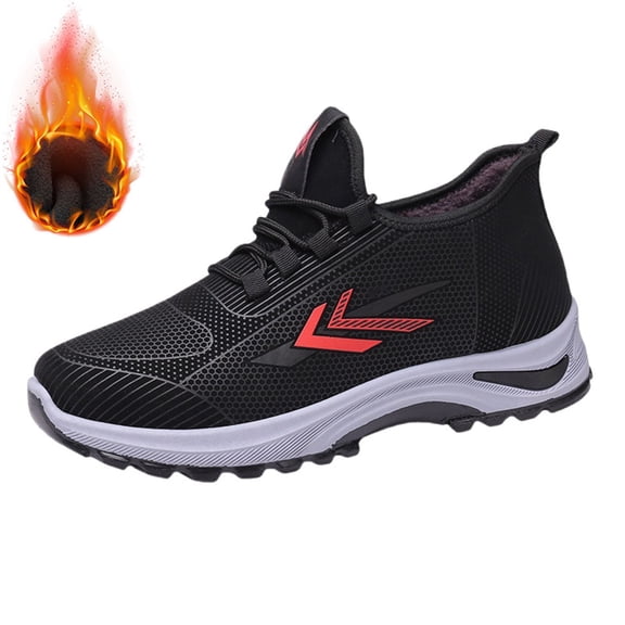 AUDeals Men's Snow Shoes, Thermal Slip On Boots with Waterproof Comfort for Outdoor Hiking and Winter Walking (Red, 10)