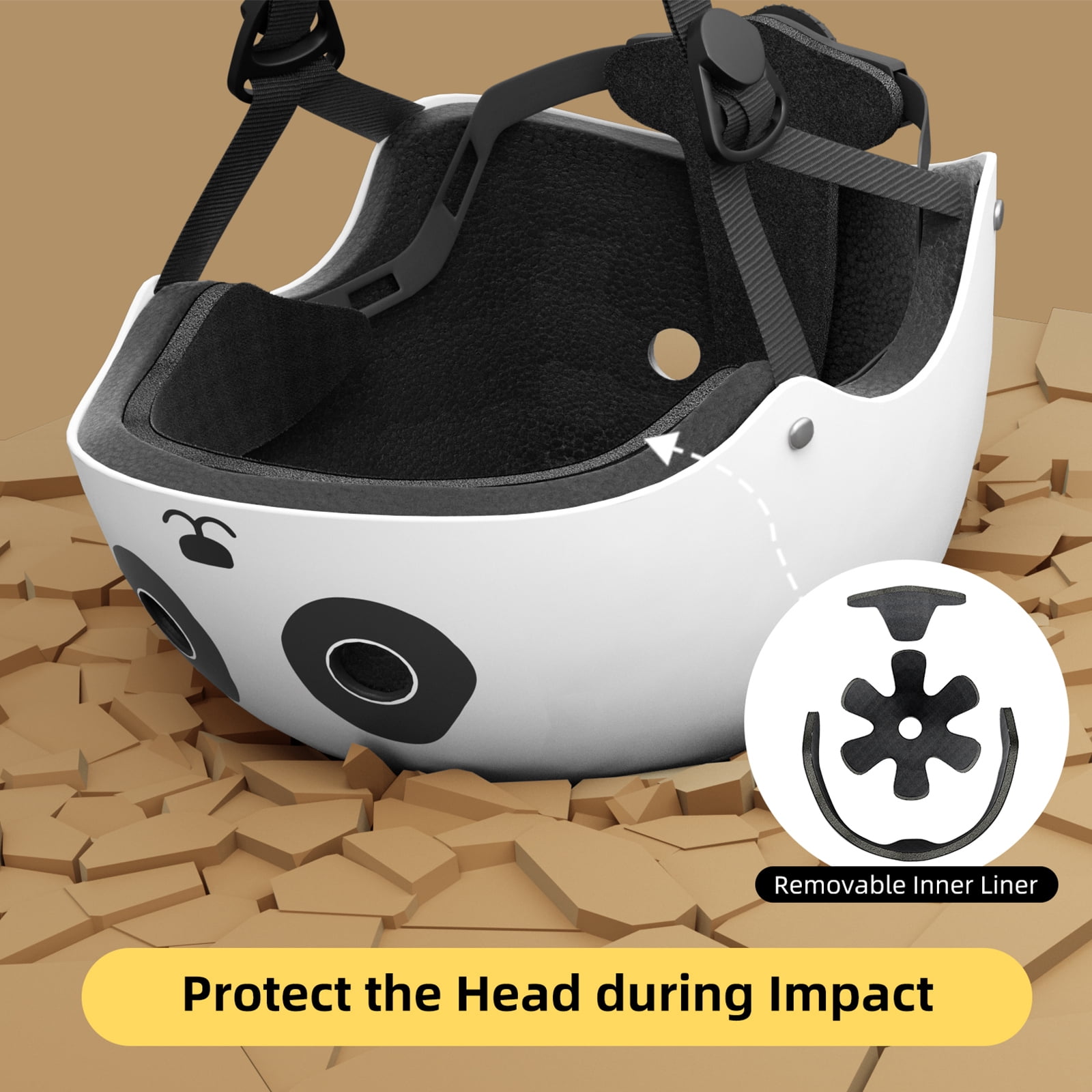 XJD Toddler Bike Helmet Age 1-5 Lightweight Children's Panda Helmet for Boys Girls, Multi-Sport Safety Helmet for Scooter Cycling Skating