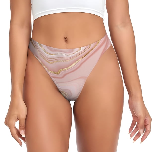 Balery Rose Gold Glitter Splatter Tangas de Algodón para Mujer con Estampado – Ropa Interior Sexy, Transpirable, G-string-4X-Large