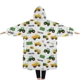 thumbnail image 2 of Oversized Wearable Blanket Hoodie,Cartoon Tractors Fences White Pattern Sherpa Blanket Hoodie with Super Pockets,Super Warm Fuzzy Pullover for Women & Men, 2 of 6