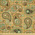 thumbnail image 2 of Ambesonne Brown Paisley Fabric by the Yard Microfiber, Antique Print Art, 3 Yards, Camel Pale Orange, 2 of 2