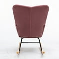 thumbnail image 6 of Modern Rocking Chair Velvet Upholstered Glider Rocker Rocking Accent Chair Padded Seat with High Backrest Armchair Comfy Side Chair for Living Room Bedroom Offices Pink, 6 of 8